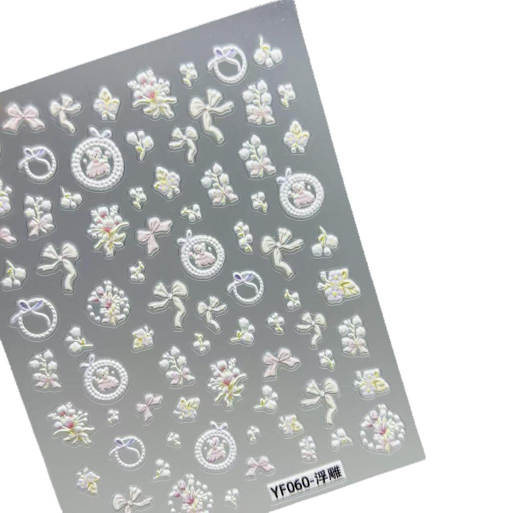 Rose & Butterfly 5D Embossed Nail Art Stickers - Chinese National Style for Valentine's Day