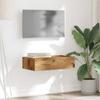 Wandmontiertes TV-Regal Mit Schubladen Und LED-Licht, Vintage-Holzoptik, Maße 60x35x15,5 Cm