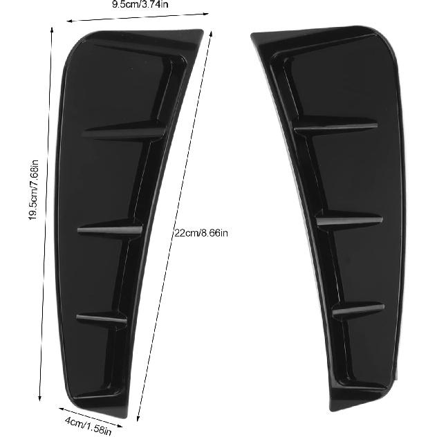ZPSHYD Side Air Wing Vent Cover Trim, Front Bumper Side Air Outlet Trim ABS Glossy Black ABS Universal Exterior Side Vent Trim for Car