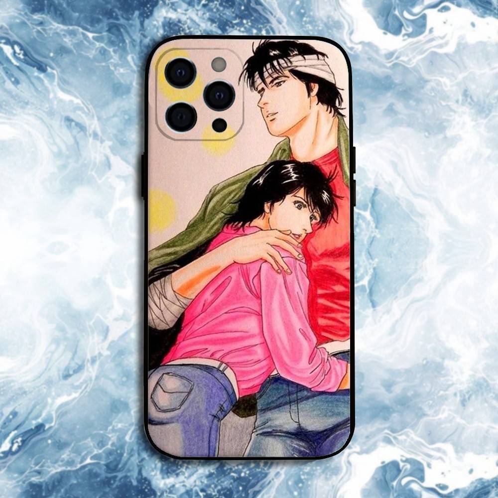 Retro City Hunter Comic Phone Case For iPhone17,16,15,14,13,12,11 Plus,Pro Max, Soft Silicone Black Cover