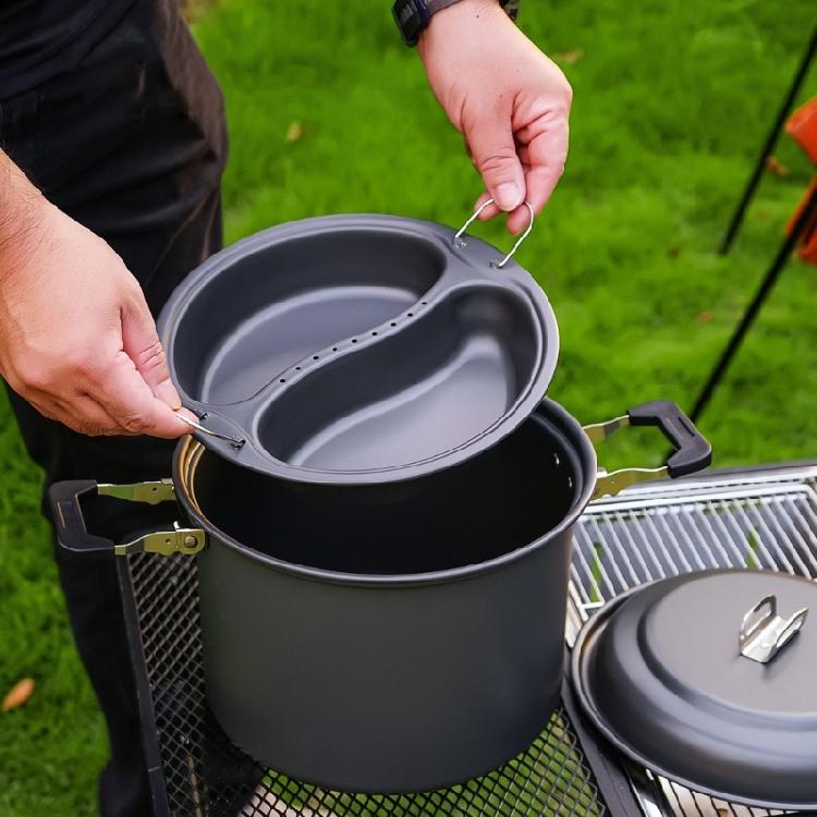 Aluminum Backpacking 4-7 Person Camping Pots with Lid, Light Weight Outdoor Cooking Pots Cookware for Hiking Picnics