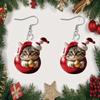 2024 Christmas Kitten Acrylic Earrings: Cute, Versatile Design