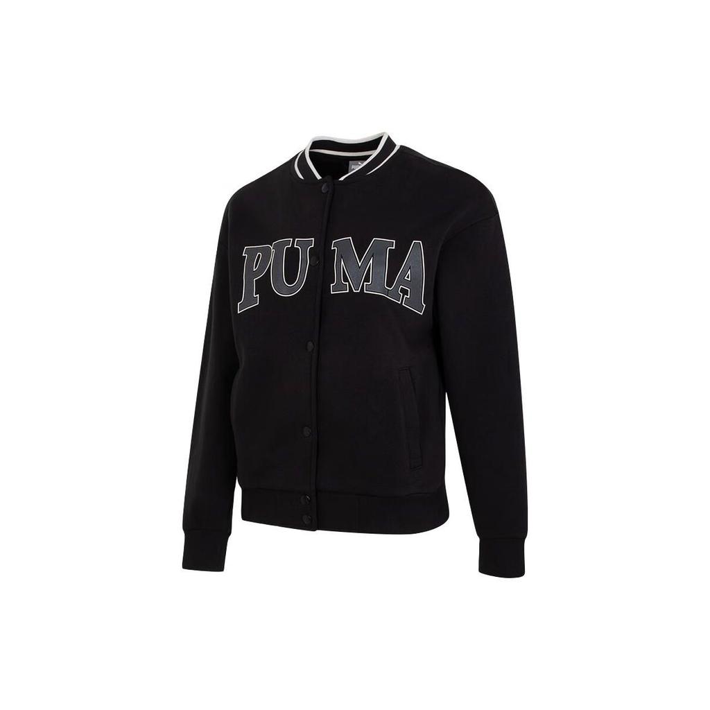 Puma Letter Print Casual Single-Breasted Long Sleeve Jacket Women Jackets Black 682179-01