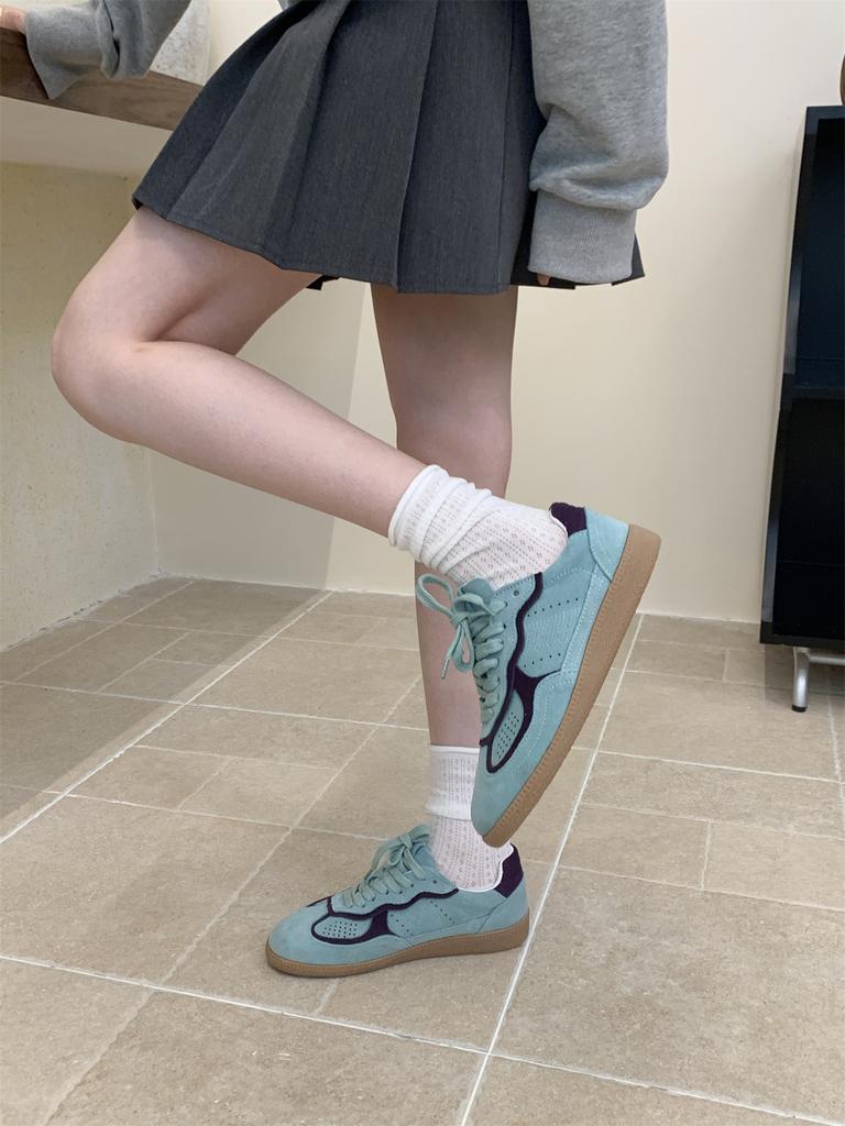 Fashion Yellow Women's Casual Sneakers Designer Training Shoes Patchwork Lace-up Sneakers Leather Flat Women's Shoes Zapatillas De Muje