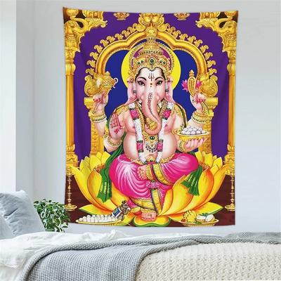 Indian God Shiva Wall Hanging Tapestry Wall Mounted Wall Cloth Gold Gacha Temple Elephant Wall Carpet Beach Yoga Mat Home Decor