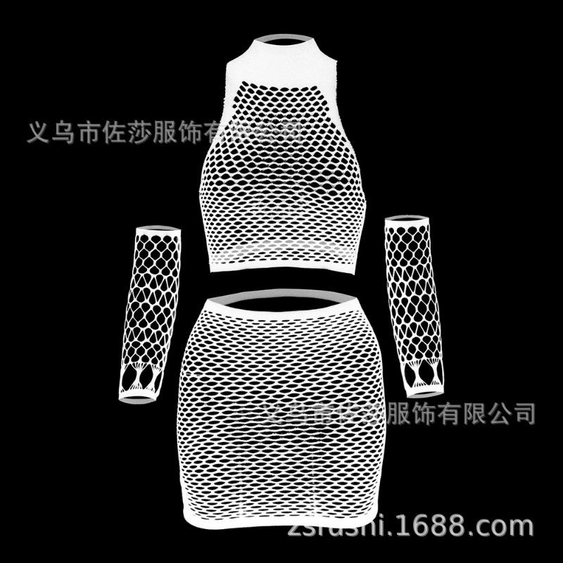 Sexy Underwear, Hollowed-out Tight Mesh, Sexy Long-sleeved Perspective Hip Skirt, Uniform Temptation