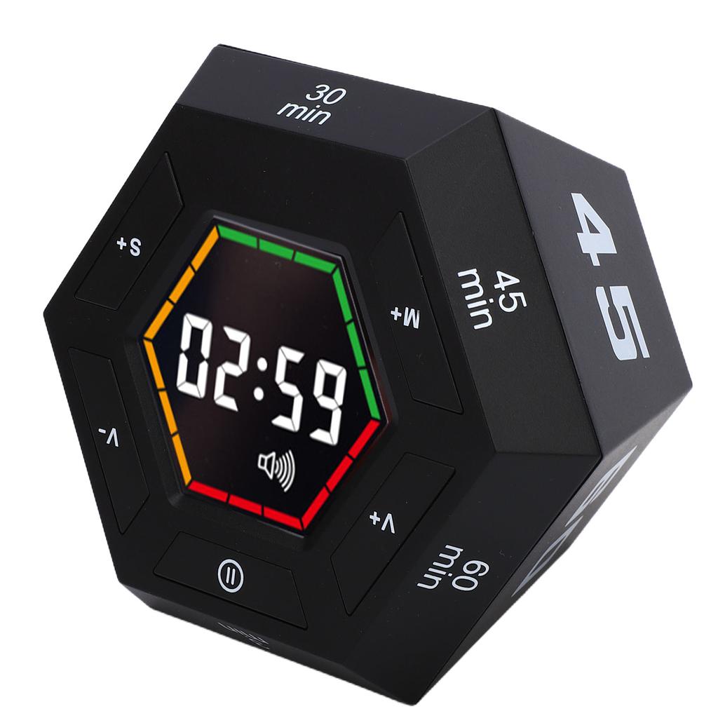 Timer Cube Hexagon Digital Display Count Up Countdown Magnetic Flip Timer for Study Kitchen Work