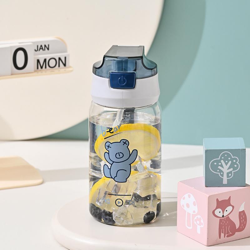 Water bottle summer new bear cup sports straw cup convenient wholesale with handle student space cup direct drinking cup ins