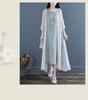 202 Artistic Sleeveless Cotton Linen Double-Layer Summer Dress
