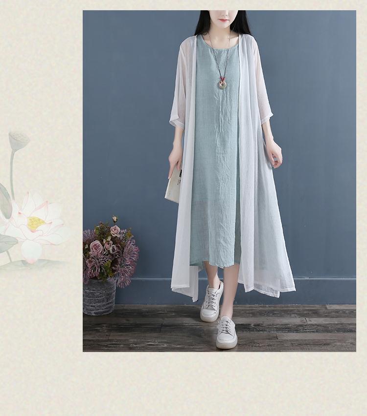 202 Artistic Sleeveless Cotton Linen Double-Layer Summer Dress