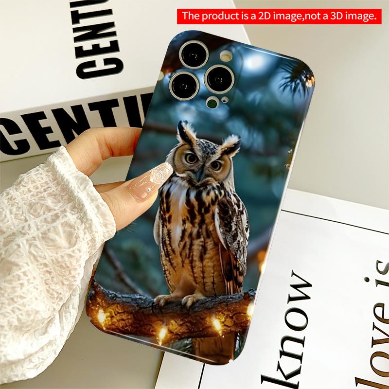 2DFlat Owl on Branch with Lights All inclusive film hard iPhone case, compatible with iPhone 18 Pro Max 17 16 15 14 13 12 11