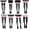 Skeleton Halloween Silk Stockings Woman Black Knee High Socks Ghost Props House