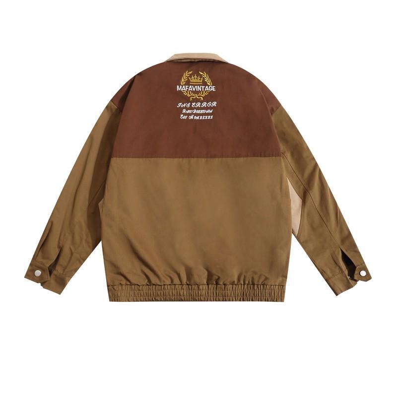 Vintage Americana Baseball Jacket Men Women - Embroidered Streetwear Oversized Workwear Coat Fall