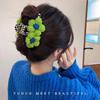 Fashion Premium Blue Green Handmade Woolen Flower Hair Clip Headwear Woman Elegant Large Ponytail Claw Sexy Luxury Accessories