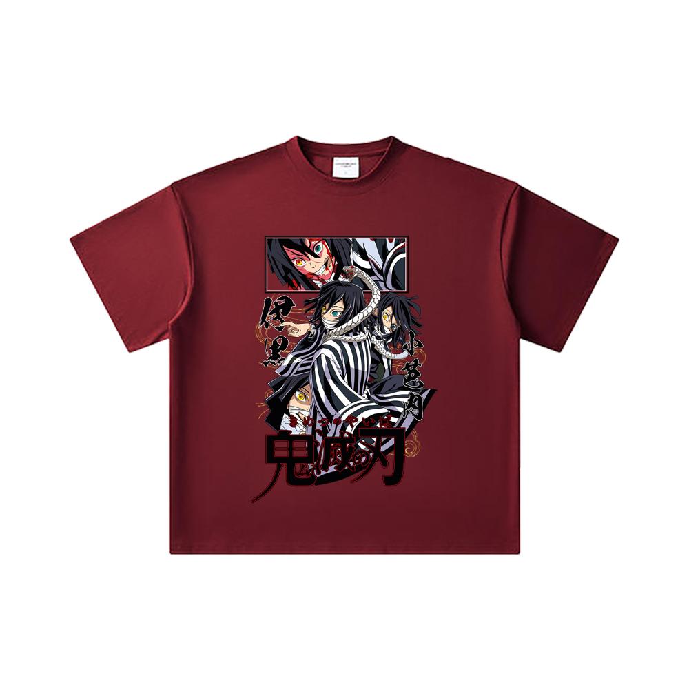 260 GSM Double Yarn 32 Count 100% Cotton Demon Slayer V95 Iguro Print Unisex Heavy Cotton T Shirt