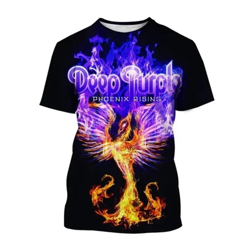 Summer Men Clothing Deep Purple Band Hard Rock Music 3D Print T-shirt Fashion Casual Oversized T Shirt Harajuku Unisex Tops Tees