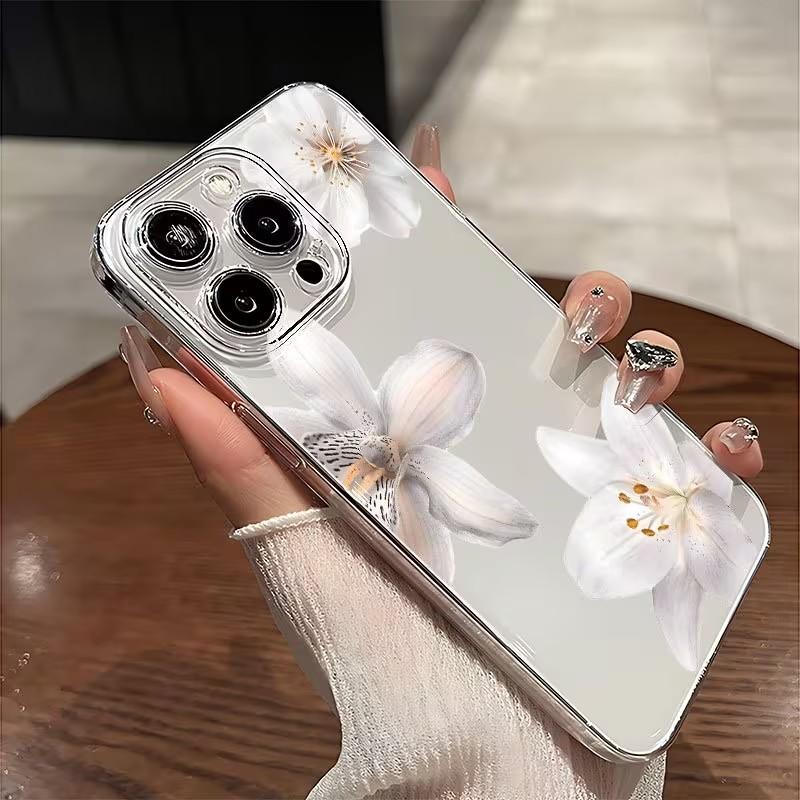 Transparent White Peach Flower Phone Case For iPhone 17 16 16E 15 14 13 12 11 Pro Max X XR XS Max 7 8 Plus 17 Air Soft Cover