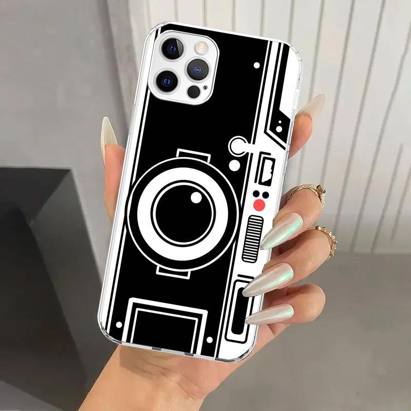 Fashion Classic Camera Lens Phone Case for Iphone 16 15 14 13 12 Mini 11 Pro Max 16E X XS XR 7 Plus 8 SE 2020 Soft Funda Print S