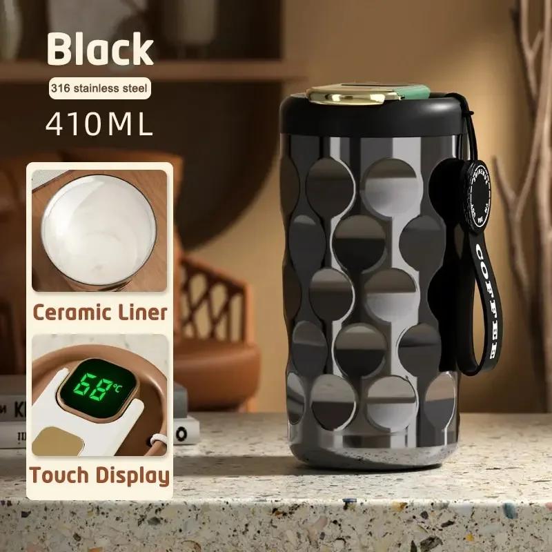 14oz/410ml Smart Thermos Bottle LED Temperature Display Coffee Cup 316 Stainless Steel Mug Portable Vacuum Flasks Thermoses