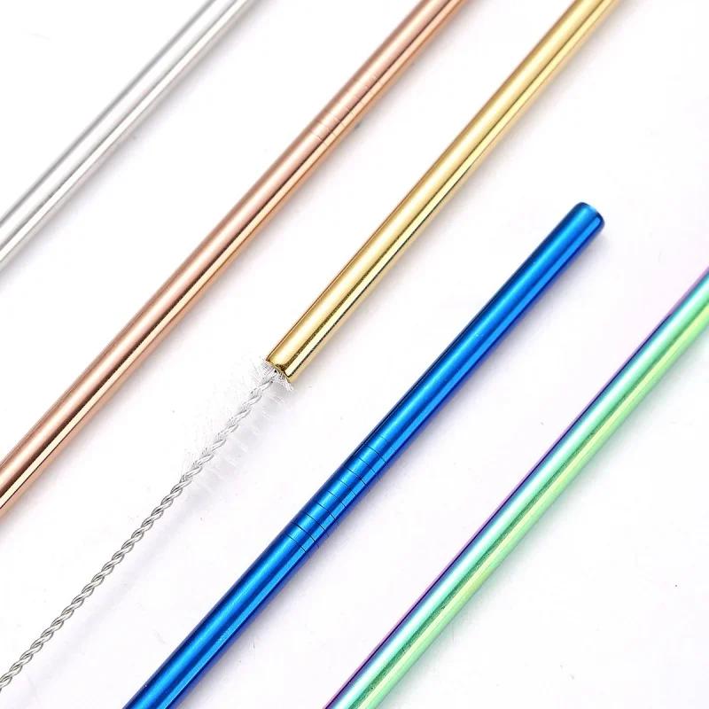 1set Stainless Steel  Straws with Brush - Set of 5 - Reusable and Washable,Perfect for Smoothies Milkshakes Tea Juice