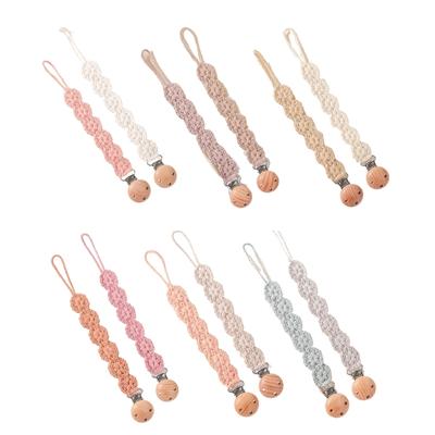 Pack of 2Pcs Handwoven Baby Pacifier Clip Chain Hand-knitting Toddler Feeding Bottle Strap Belt for Infants