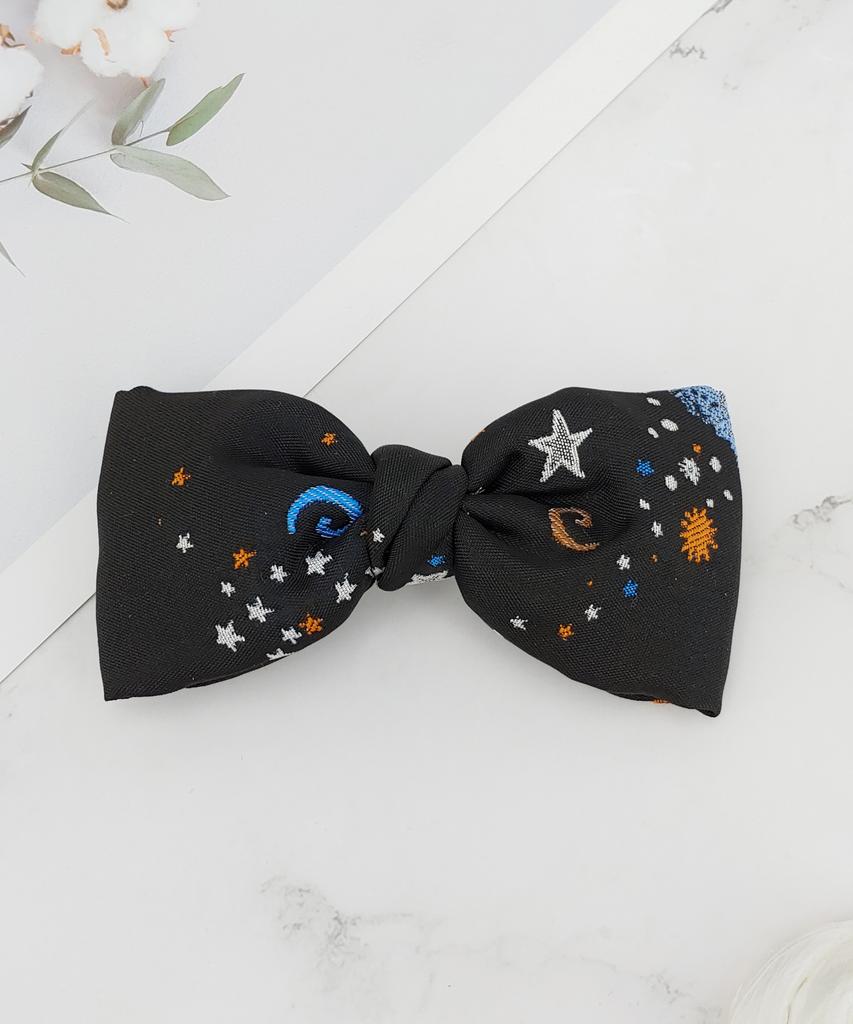 Maia Milky Way Star Jacquard Hair Ribbon Pin - Blue