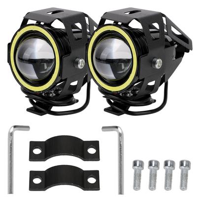 Fari per moto a LED Angel Eyes 125W Fari per moto 2 pezzi/set Lampada ausiliaria a LED universale per moto DRL U7