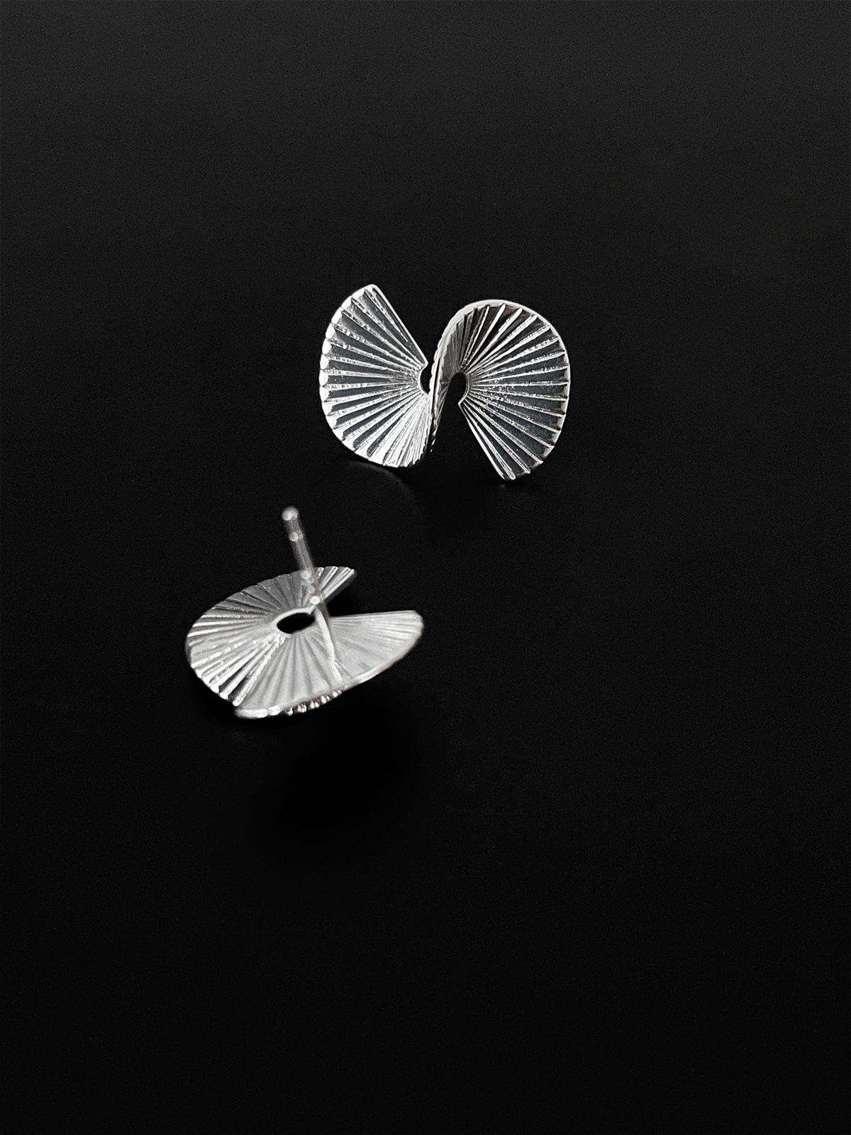 

925 серебряные серьги-гвоздики в форме веера женские серьги высокого класса с уникальным дизайном легкие роскошные модные украшения для темперамента 925 silver needle