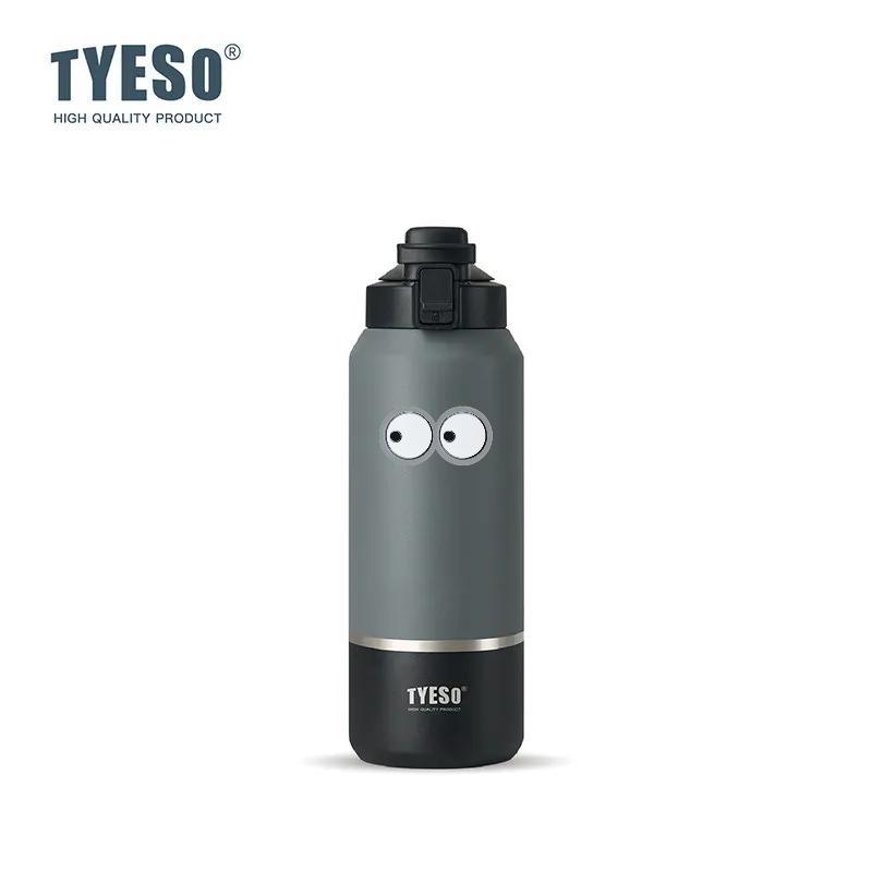 Tyeso 1200ML Thermoses Insulated Water Bottle Travel Mug with Handle Leak-Proof Lid for Outdoor Sports Hiking Portable Drinkware with Eye Sticker
