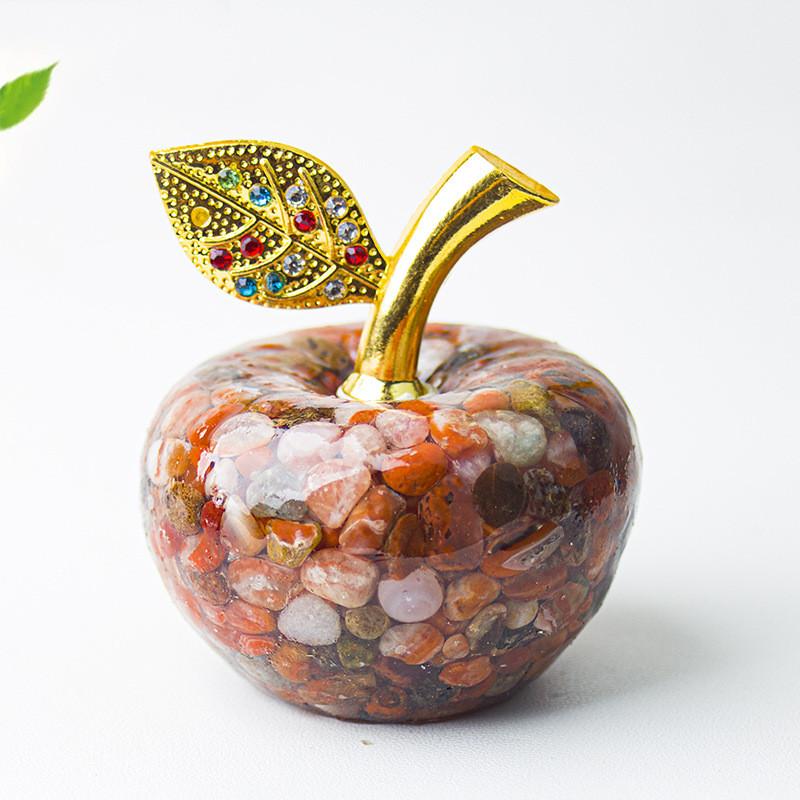 Resin Crystal Apple Figurine For Home Office Decor Gift For Teens Collectors