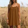 Summer Sundress Women Casual Spaghetti Strap Mini Dress Loose Fit Sleeveless Lightweight Beach Vacation Daily Wear
