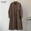 Women's Stand Collar Drawstring Trench Coat