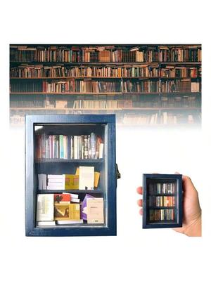 1-piece Set of Anxiety Relieving Bookshelf (including 60 Books), Free from Anxiety, Mini Book House Ornaments