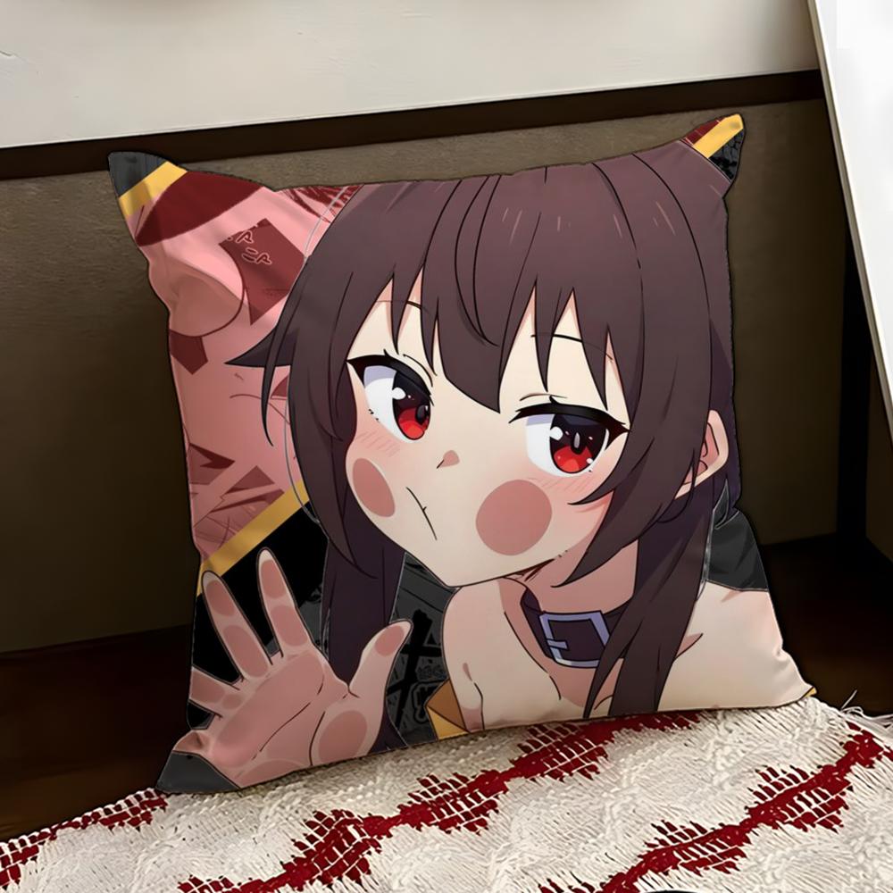 

Cute MMegumin Cushion Cover Reversible Soft Durable Pillow Cover Home Car MultiScene Use for Daily Comfort 30X30cm