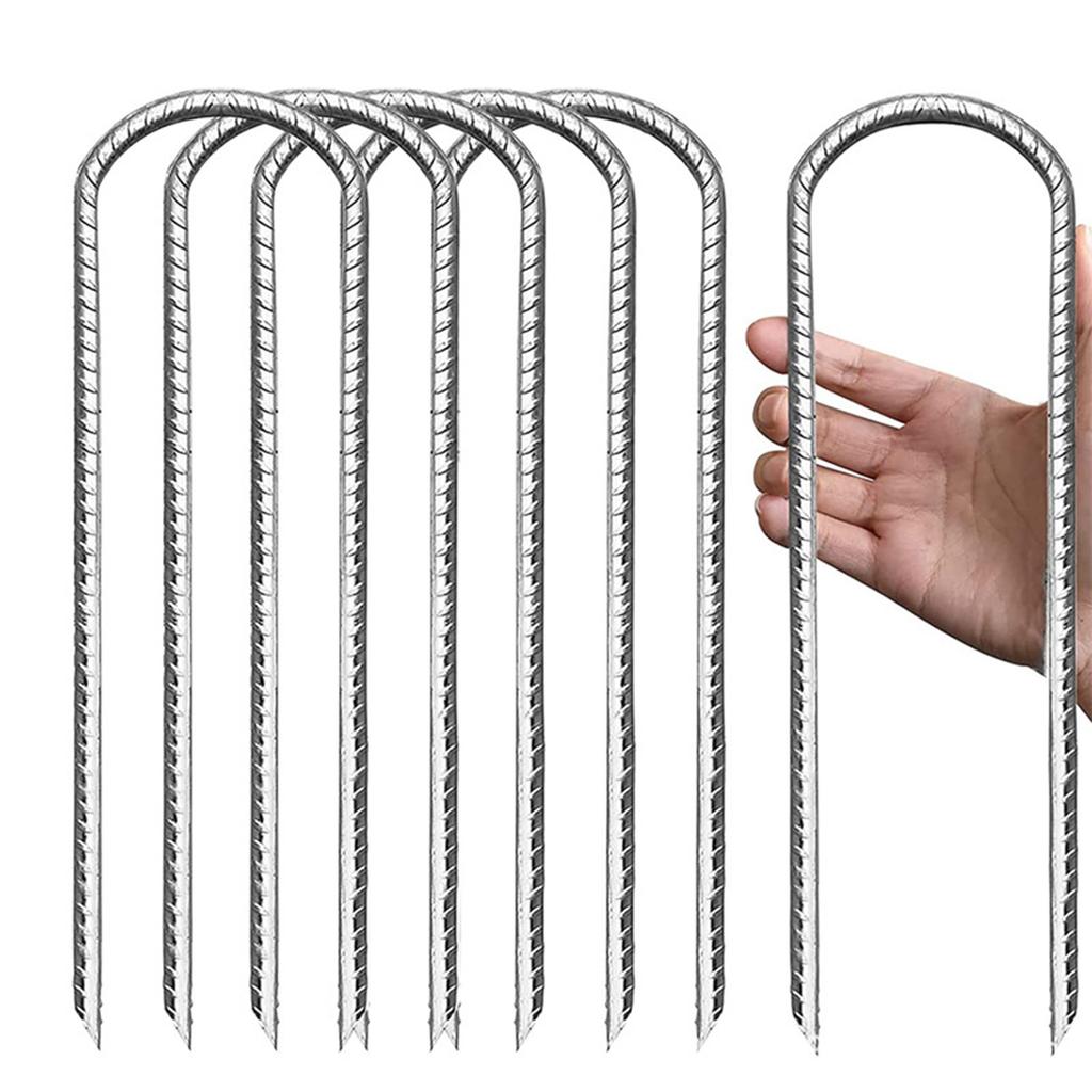 3Pcs Steel Ground Stakes Tents Nails U Shaped Metal Fences Stake Tent Pegs for Trampolines Camping Canopies Sheds