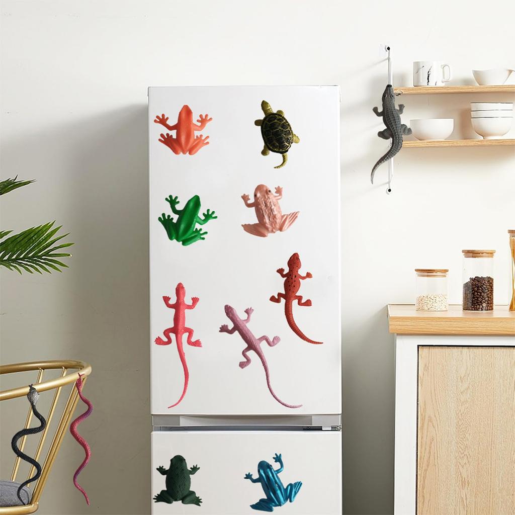 12 Pieces Of Quirky Reptile Refrigerator Stickers With Magnets, Soft Rubber Refrigerator Stickers, Computer Decorations