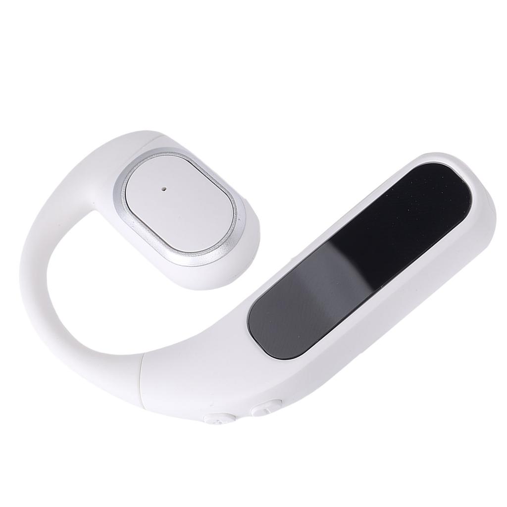 Wireless Bluetooth Earphone Digital Display Water Proof Over Ear Bud with Ear Hook for Mobile Phones White