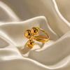 Youthway Stainless Steel Exaggerated Three Ball Open Ring Gold Pvd Plated Finger Trendy Jewelry New