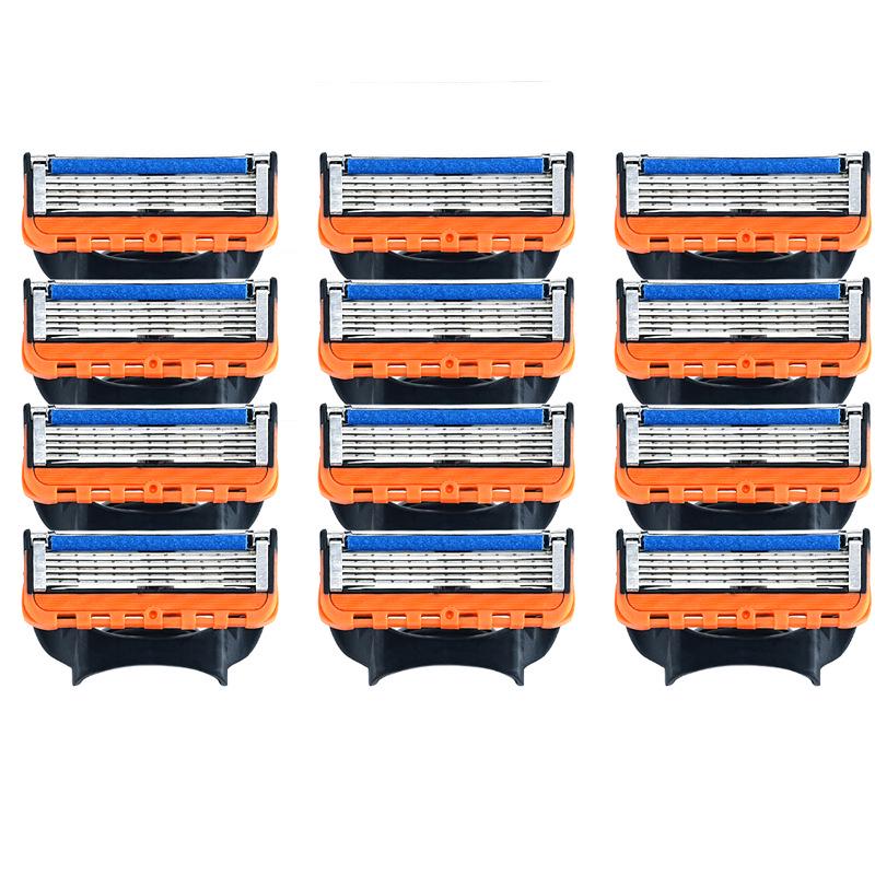Men's Orange-Blue Five-Layer Razor, Universal Blade, Full Body Washable, Portable Trimmer