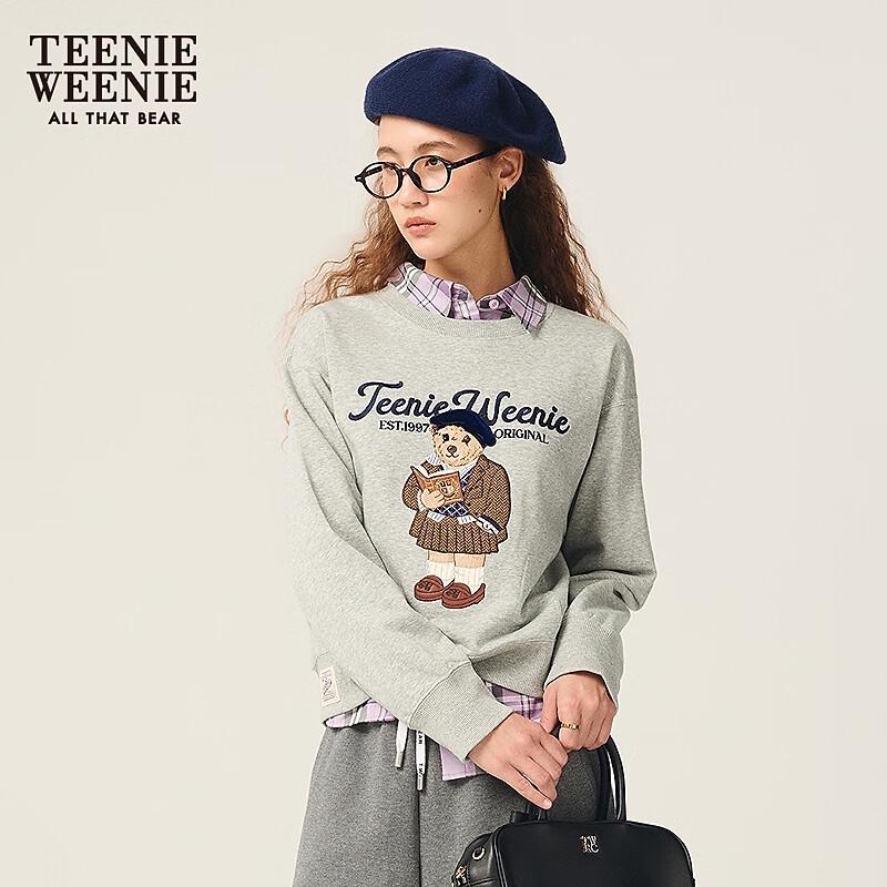 Teenie Weenie Women's Sorona Big Bear Embroidered Crew Neck Sweatshirt