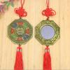 Fengshui Bagua Mirror Ornament for Home or Car Decors with Lion Biting Swords and Chinese Knots Tassels Pendant Charm