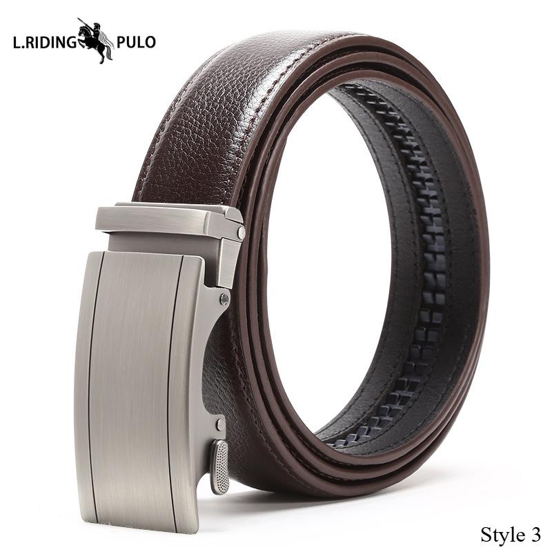 Pánský kožený opasek s automatickou sponou, businessový univerzální kožený opasek ke kalhotám