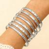 7Pcs Stainless Steel Gold Color Open Bangles For Women Vintage Design Geometric Star Heart Twist Bracelets Party Wedding Jewelry