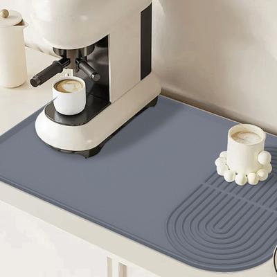 Silicone Coffee Maker Mat Kitchen Countertop Drying Mat Anti-slip Rectangle Quick Dry Dish Bowl