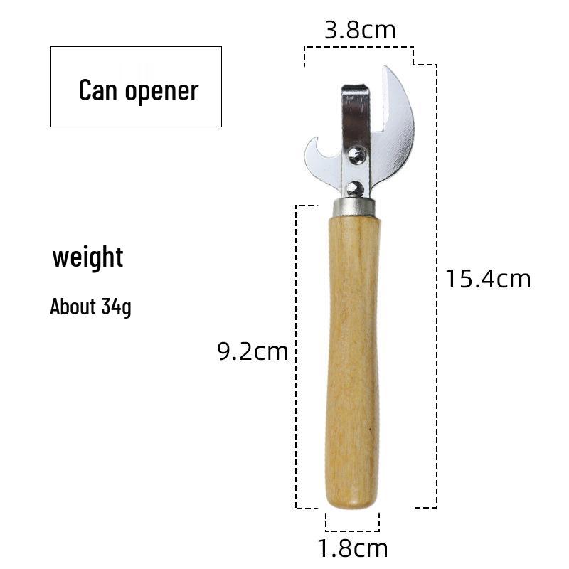 Multi-Purpose Can and Bottle Opener with Wooden Handle