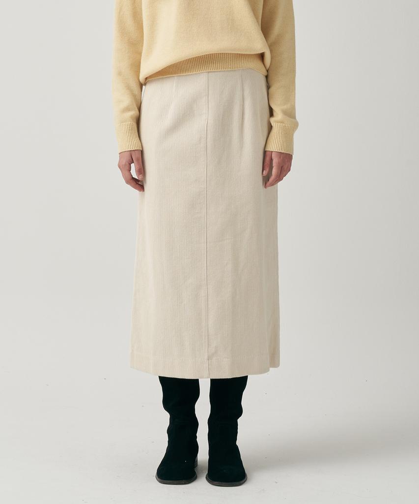 Mot Corduroy Slit Skirt - Ivory