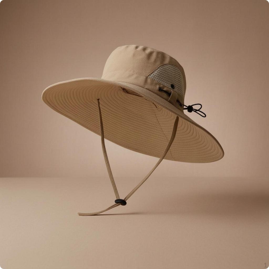 Sun Hat with Chin Cord Breathable Mesh Vents Adjustable for Anglers, Tourists,