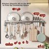 YWEEL No-Drill Kitchen Hooks, Hanging Rods for Spatulas And Utensils, Wall-Mounted Storage Rack, Multifunctional Kitchen Organizer