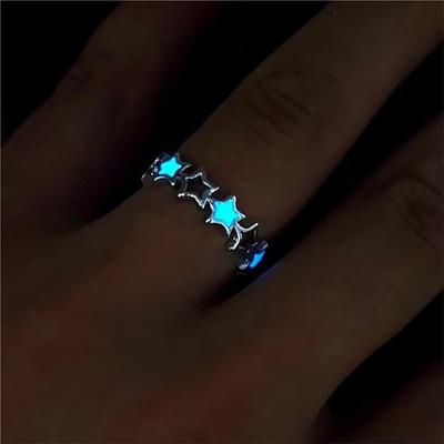 1 Stück Glow Dark Star Ring Verstellbarer offener Sternring Sternförmiger Ring Halloween Glow In The Dark Star Ring Glückssternring Damen Herren Mädchen Schmuck