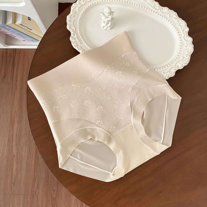 Women's Summer Lace Jacquard Non Trace Light Belly Close Skin 10A Antibacterial Crotch High Waist Hip Briefs